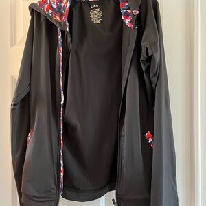 lulu Women's Black Jacket with Red and Blue Accents workout set